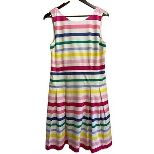 Talbots RSVP Colorful Striped Sleeveless Fit & Flare Cotton Dress Size 10